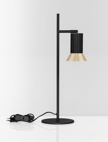 Tischleuchte GU10 schwenkbar 50 cm in Schwarz Gold Aluminium