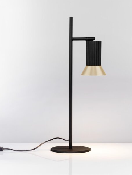 Tischleuchte GU10 schwenkbar 50 cm in Schwarz Gold Aluminium