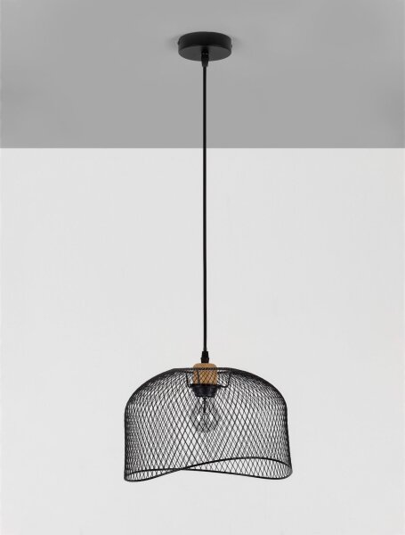 Pendelleuchte rund E27 Ø 30 cm Schwarz höhenverstellbar
