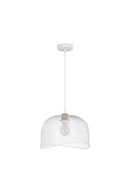 Hängelampe Weiß Ø 30 cm E27 Holz Metall rund LEITH Modern