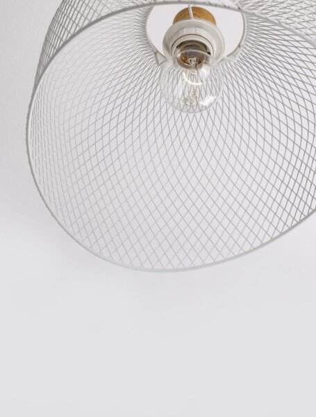Hängelampe Weiß Ø 30 cm E27 Holz Metall rund LEITH Modern