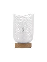 Tischlampe Natur Weiß 17 cm E27 Holz Metall LEITH...