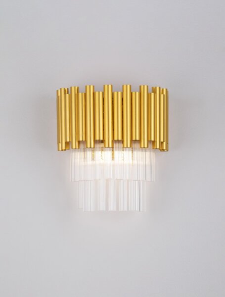 Wandlampe Up Down E14 26 cm hoch in Gold Klassisch Kristall