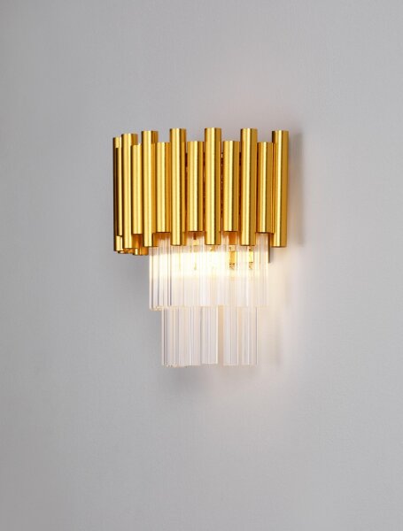 Wandlampe Up Down E14 26 cm hoch in Gold Klassisch Kristall