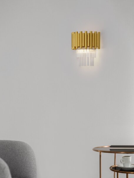 Wandlampe Up Down E14 26 cm hoch in Gold Klassisch Kristall