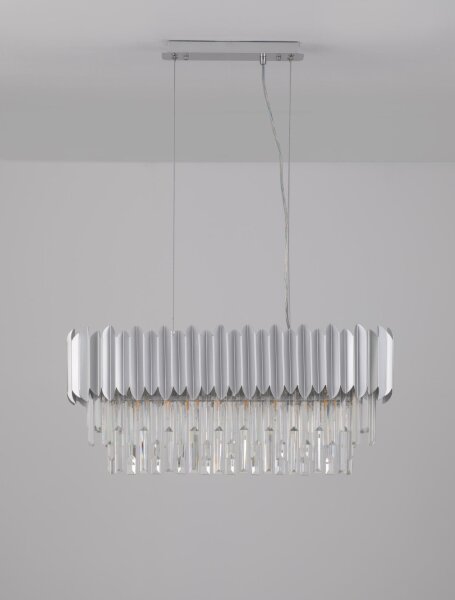 Hängelampe E14 70 cm lang in Chrom höhenverstellbar Kristall