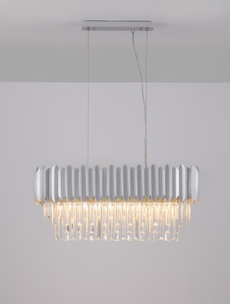Hängelampe E14 70 cm lang in Chrom höhenverstellbar Kristall