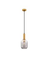 Pendelleuchte E27 &Oslash; 14 cm in Gold Grau h&ouml;henverstellbar