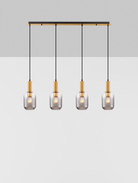 Hängeleuchte in Gold Grau 107 cm lang E27 höhenverstellbar