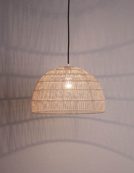Hängelampe Schwarz Beige Ø 40 cm E27 Rattan Metall rund