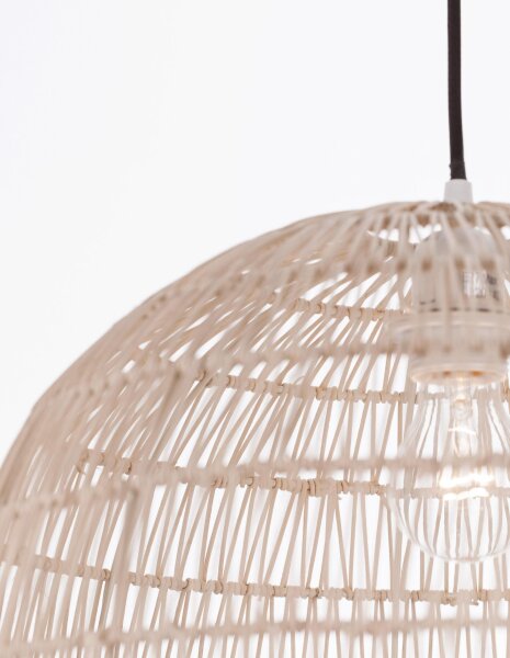 Hängelampe Schwarz Beige Ø 40 cm E27 Rattan Metall rund