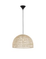 H&auml;ngelampe Schwarz Beige &Oslash; 40 cm E27 Rattan Metall rund