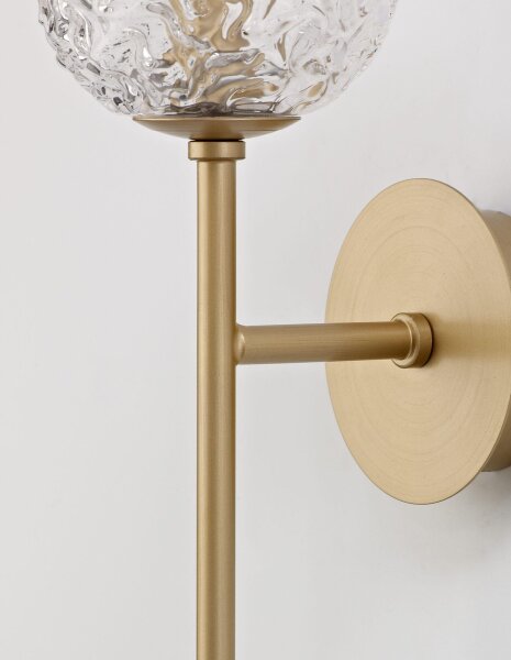 Wandlampe rund G9 35 cm hoch in Gold Vintage Klarglas Metall