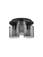 Deckenlampe E27 &Oslash; 37 cm Schwarz Grau Retro Rauchglas MADDOX