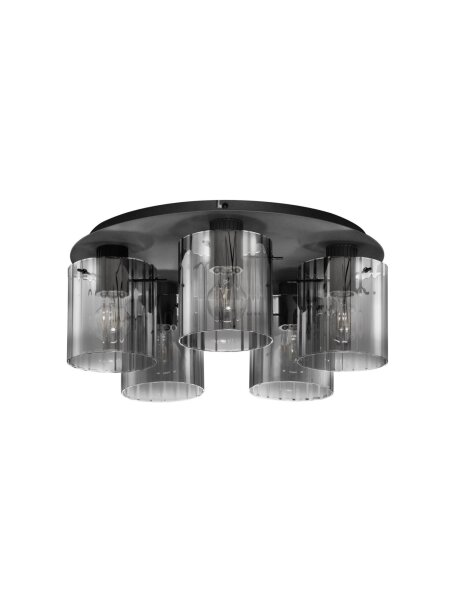 Deckenleuchte Retro Schwarz Grau Ø 50 cm E27 Rauchglas