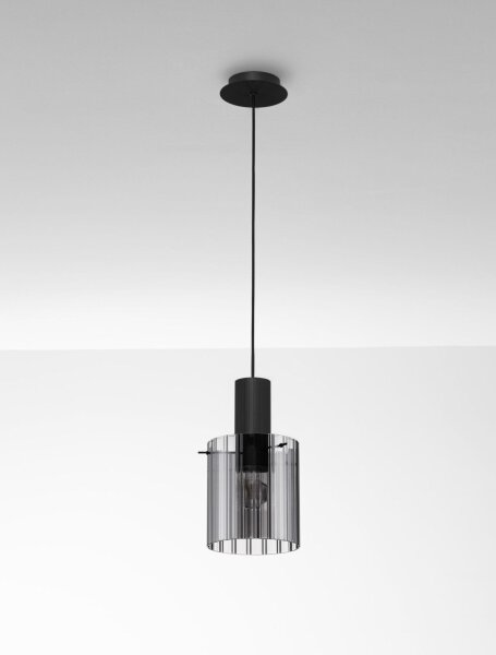 Hängeleuchte Schwarz Grau Ø 18 cm E27 höhenverstellbar Retro