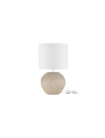 Tischlampe Retro E27 60 cm Creme Weiß Gips Stoffschirm