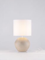 Tischlampe Retro E27 60 cm Creme Weiß Gips Stoffschirm