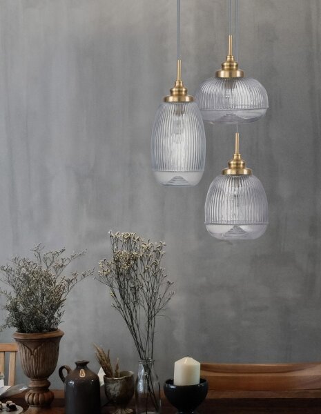 Pendelleuchte Klarglas Metall E14 in Gold 49 cm breit MAIRA