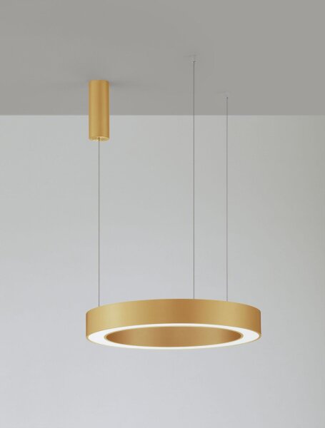 LED Pendelleuchte Ring in Gold Ø 60 cm dimmbar CCT Aluminium