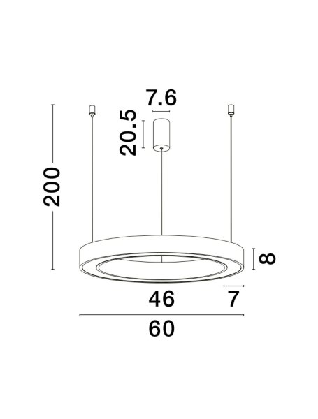 Moderner LED Kronleuchter Ø 60 cm dimmbar Schwarz Ring