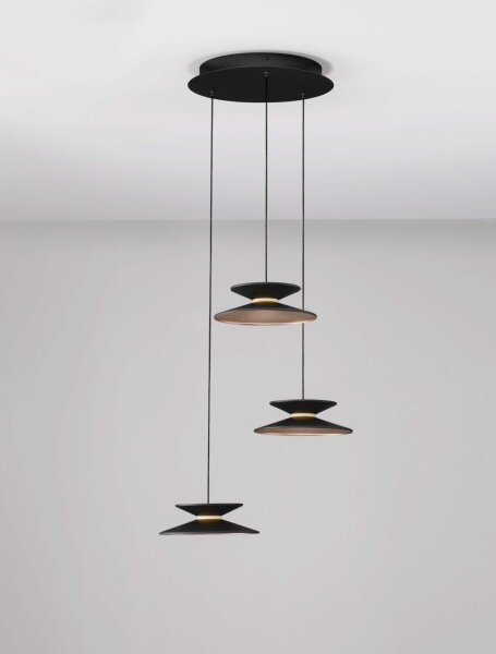 LED Pendelleuchte 42 cm breit in Schwarz Gold dimmbar Modern