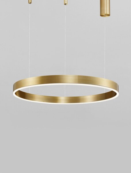 Runder LED Kronleuchter Ø 60 cm in Gold dimmbar Ring MANDA