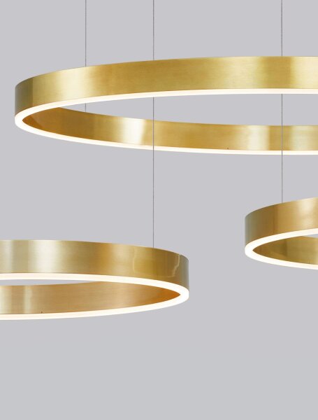 Runder LED Kronleuchter Ø 60 cm in Gold dimmbar Ring MANDA