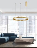 LED Pendelleuchte Ring in Gold Ø 80 cm dimmbar...
