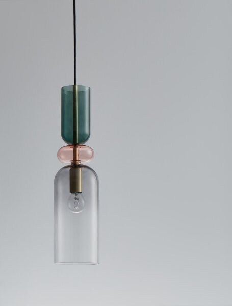 Pendelleuchte schmal E14 10,8 cm breit in Gold Grau Grün