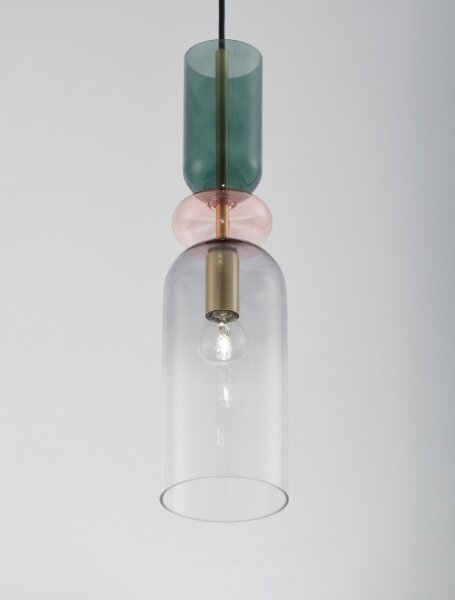Pendelleuchte schmal E14 10,8 cm breit in Gold Grau Grün