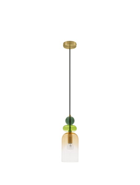 Hängelampe Kunstvoll in Orange Grün Gold 10,8 cm breit E14