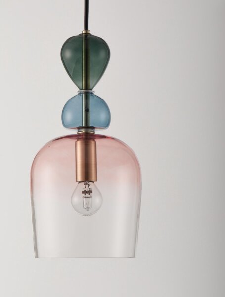 Hängeleuchte in Gold Rosé Grün 15,7 cm breit E14 Kunstvoll