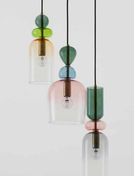 Hängelampe E14 42 cm breit in Gold Bunt höhenverstellbar