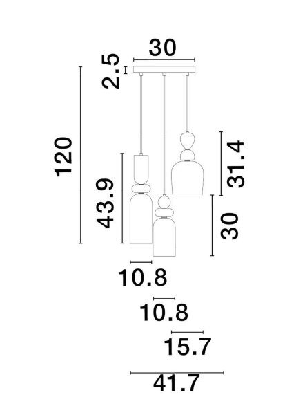 Hängelampe E14 42 cm breit in Gold Bunt höhenverstellbar