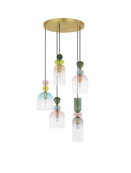 Hängeleuchte 52 cm breit E14 in Gold Bunt höhenverstellbar