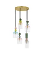 H&auml;ngeleuchte 52 cm breit E14 in Gold Bunt h&ouml;henverstellbar