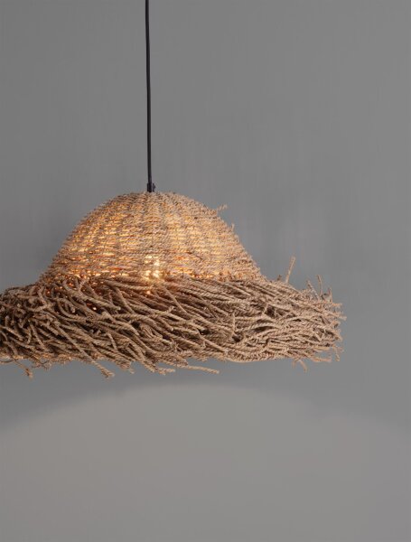 Pendelleuchte E27 Ø 65 cm Schwarz Braun höhenverstellbar