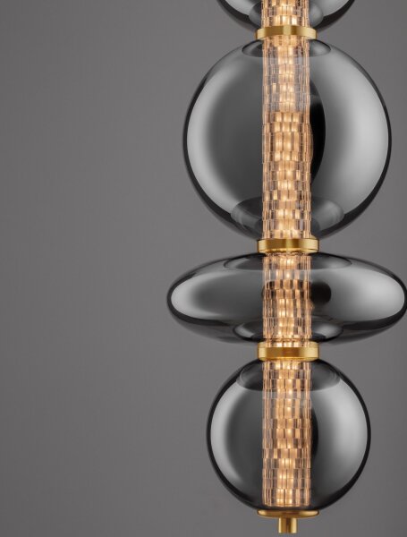 LED Pendelleuchte rund Ø 26 cm in Gold Grau höhenverstellbar