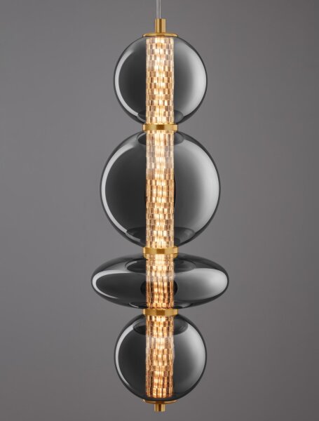 LED Pendelleuchte rund Ø 26 cm in Gold Grau höhenverstellbar
