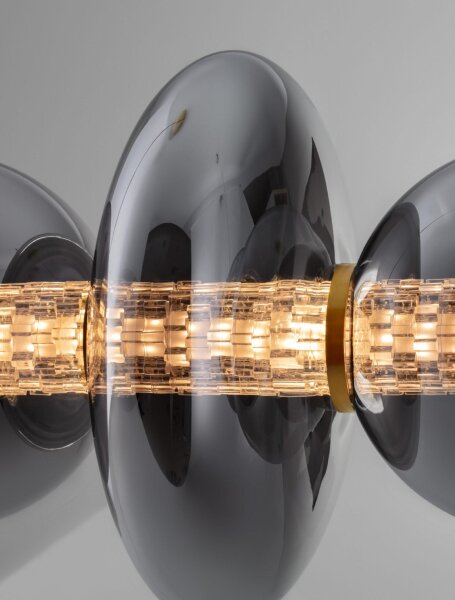 LED Hängelampe in Gold Grau dimmbar Rauchglas 6 flammig
