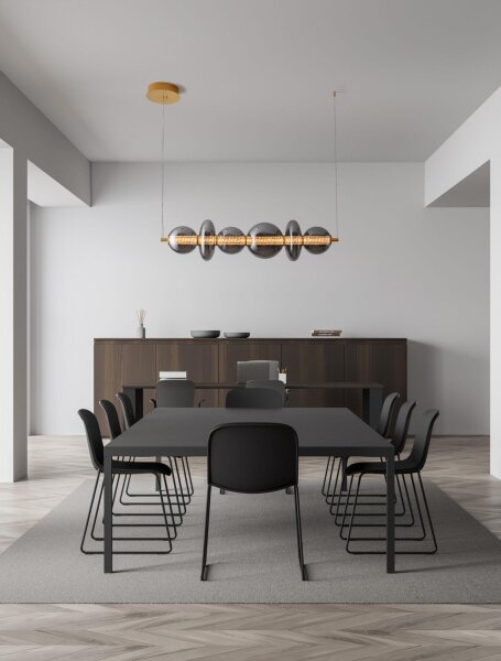LED Hängelampe in Gold Grau dimmbar Rauchglas 6 flammig