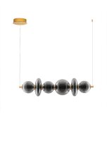 LED H&auml;ngelampe in Gold Grau dimmbar Rauchglas 6 flammig