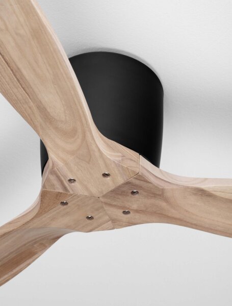 Deckenventilator Schwarz Natur Ø 132 cm Holz Fernbedienung