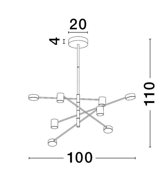 LED Deckenleuchte Schwarz dimmbar schwenkbar 8 flammig