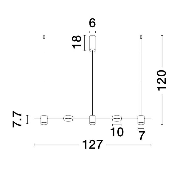 LED Hängeleuchte Schwarz 127 cm lang dimmbar 5 flammig