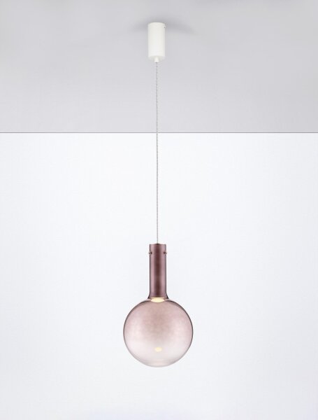 LED Pendelleuchte rund Ø 25 cm Weiß Braun dimmbar warmweiß