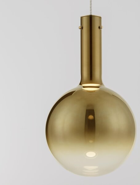 LED Hängeleuchte in Weiß Gold Ø 25 cm dimmbar Glas Metall