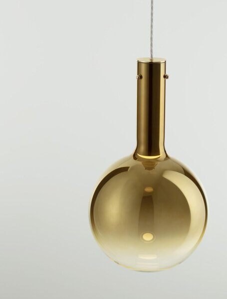 LED Hängeleuchte in Weiß Gold Ø 25 cm dimmbar Glas Metall