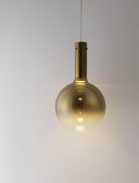 LED Hängeleuchte in Weiß Gold Ø 25 cm dimmbar Glas Metall